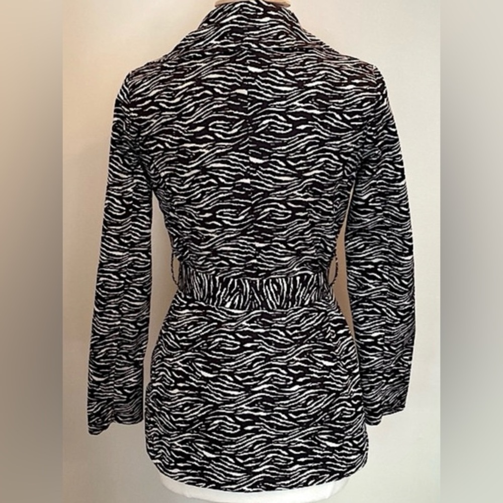 Sandro Studio Zebra Print SZ S Mob Wife Indie Sleaze Parisian Chic Trench Coat - Picture 9 of 13